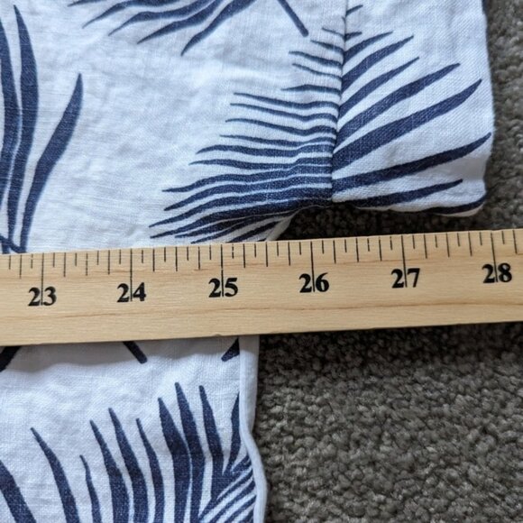 Modai linen cotton tropical leaf pattern crochet V-neck Tshirt blouse women's 3X - Picture 10 of 10